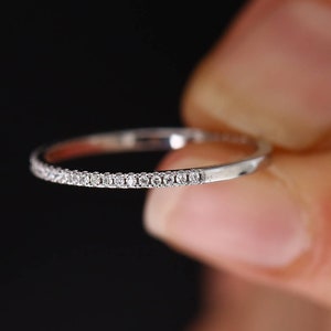 Diamond Eternity Ring / 14k Gold Half Eternity Diamond Ring / Half Around Diamond Wedding Band / Stackable Diamond Ring / Ring Guard