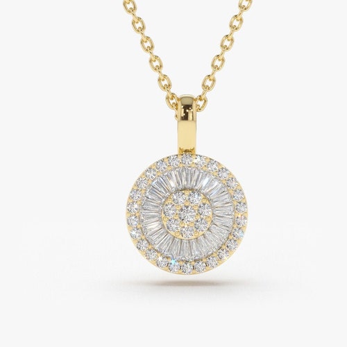 Diamond Necklace / 14k Gold Baguette 