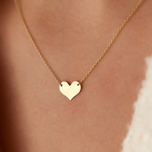 14k Gold Heart Necklace/ Heart Necklace/ Gold Necklaces/ Love Necklace/ Minimalist Heart Necklace/ Dainty heart Necklace/ Gift for Mom image 1