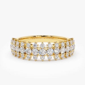 14k Gold Half Eternity Round Brilliant Diamond Spike Ring