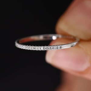 Diamond Eternity Ring / 14k Gold Half Eternity Diamond Ring / Half Around Diamond Wedding Band / Stackable Diamond Ring / Ring Guard