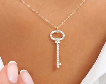 [韓国人気ジュエリー] nff solving key necklace-silver Key Necklace / Diamond Key Pendant / Diamond Necklace