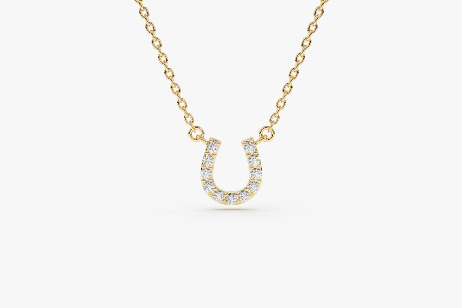 Mini Diamond Horseshoe Necklace / 14k Gold Lucky Horseshoe - Etsy