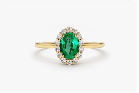 Emerald Ring / 14k Classic Oval Cut Emerald Ring With - Etsy