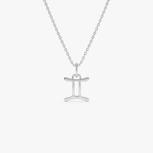 14K White Gold Gemini Zodiac Charm Pendant