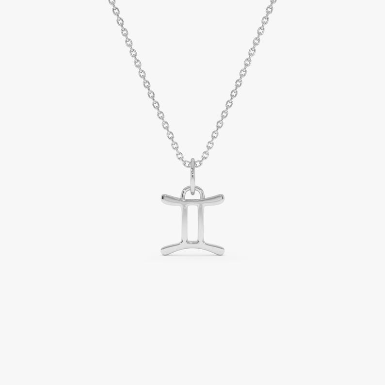 14K White Gold Gemini Zodiac Charm Pendant