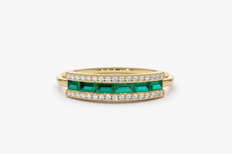 Baguette Emerald Ring / Emerald Baguette Ring in 14k Gold / - Etsy