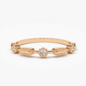 14K Gold Stackable Diamond Wedding Ring