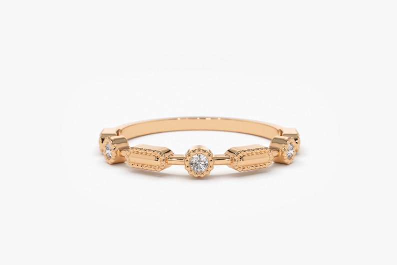 14K Gold Stackable Diamond Wedding Ring