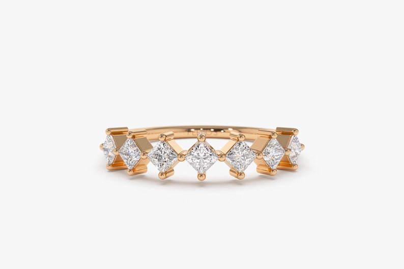 14k Rose Gold Princess Cut Diamond Wedding Ring