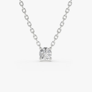 14k White Gold Diamond Solitaire Necklace