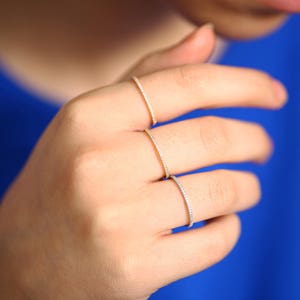 Platinum Diamond Ring / Full Eternity Platinum Diamond Wedding Ring 1.3MM / Micro Pave Thin Diamond Eternity Ring in 950 Platinum