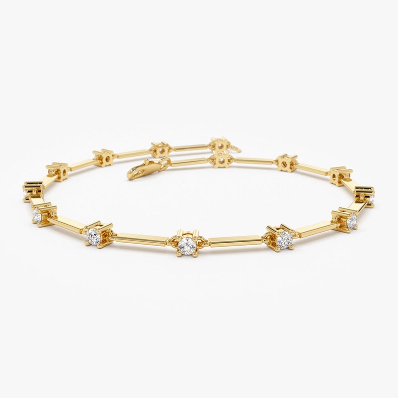 14k Solid Gold Genuine Natural Diamond Infinity Bracelet