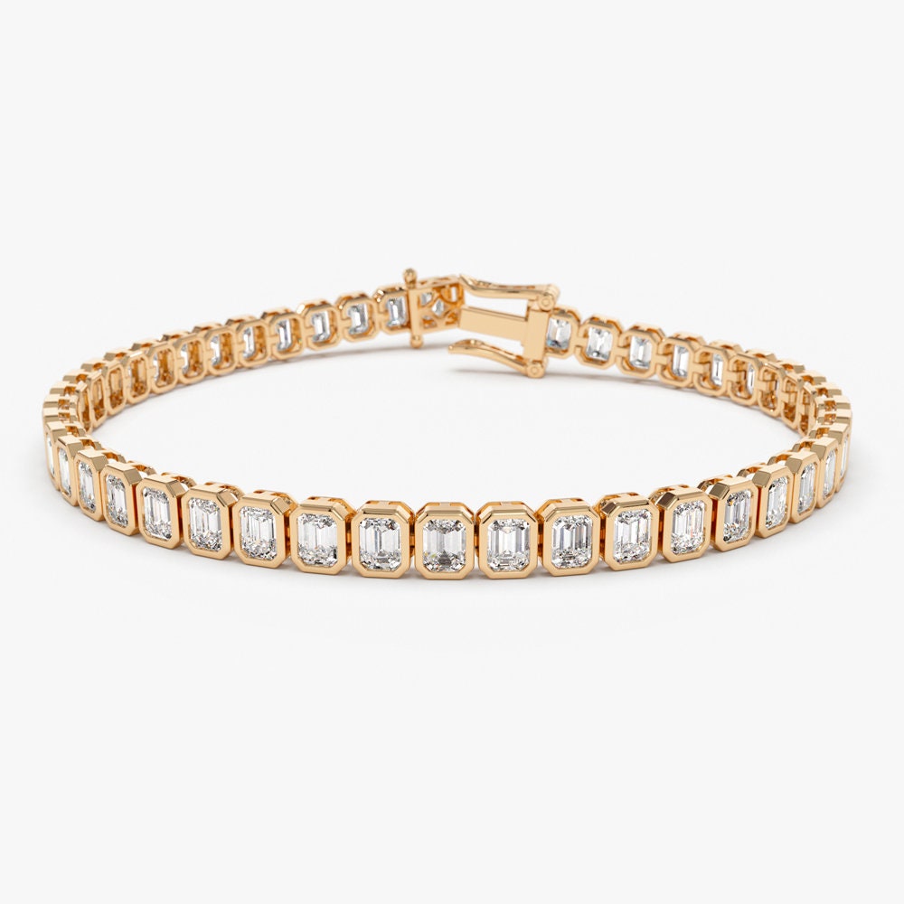 Ritz Jewels 6.00 Carat Emerald Cut Simulated Diamond Tennis Bracelet - 925 Sterling Silver With 14k White Gold Plating, 7.5 Inch