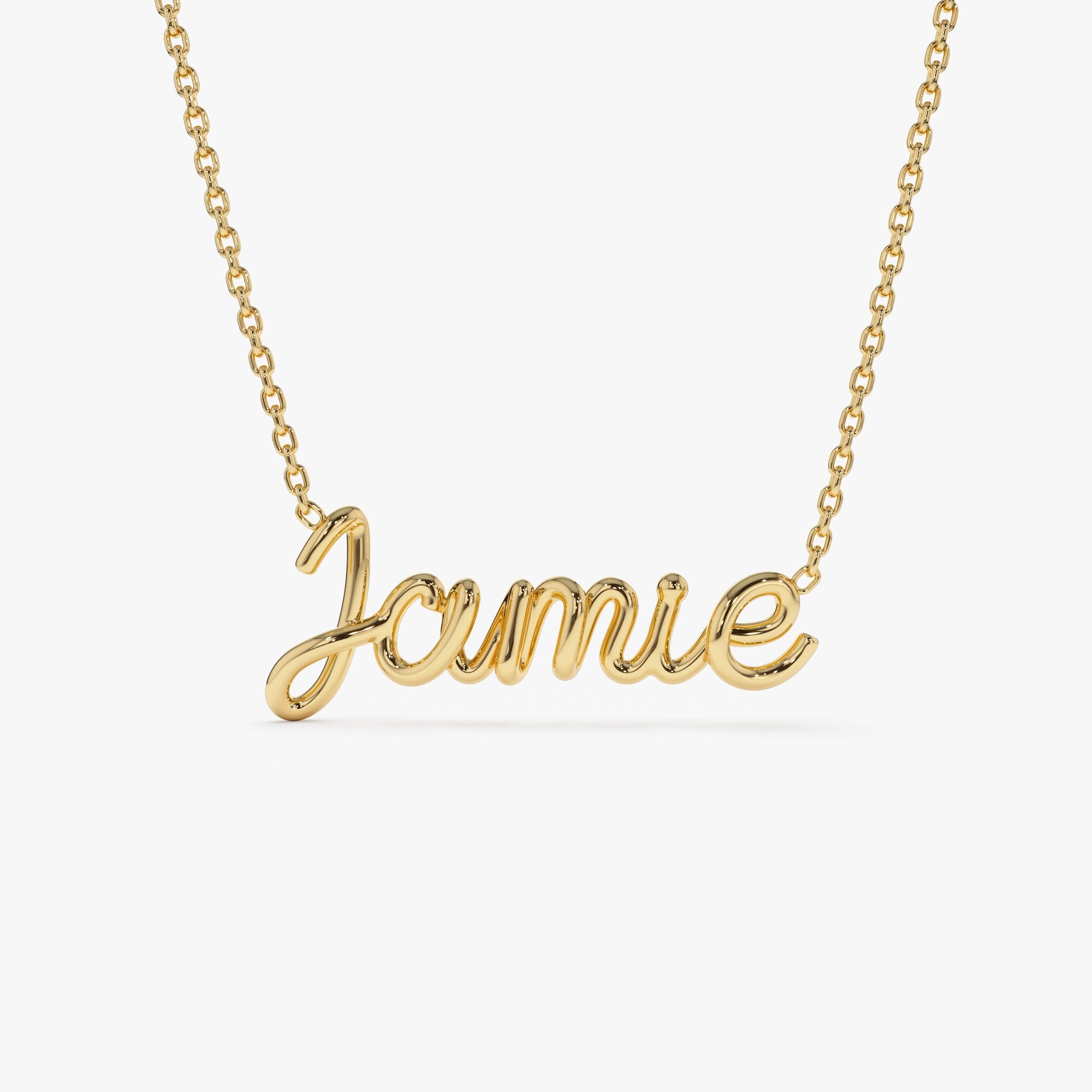 Personalized Custom Name Necklace, 14K Solid Gold Handmade Wire Script Minimalist Name Jewelry For Women, Dainty Name Necklace Best Birthday