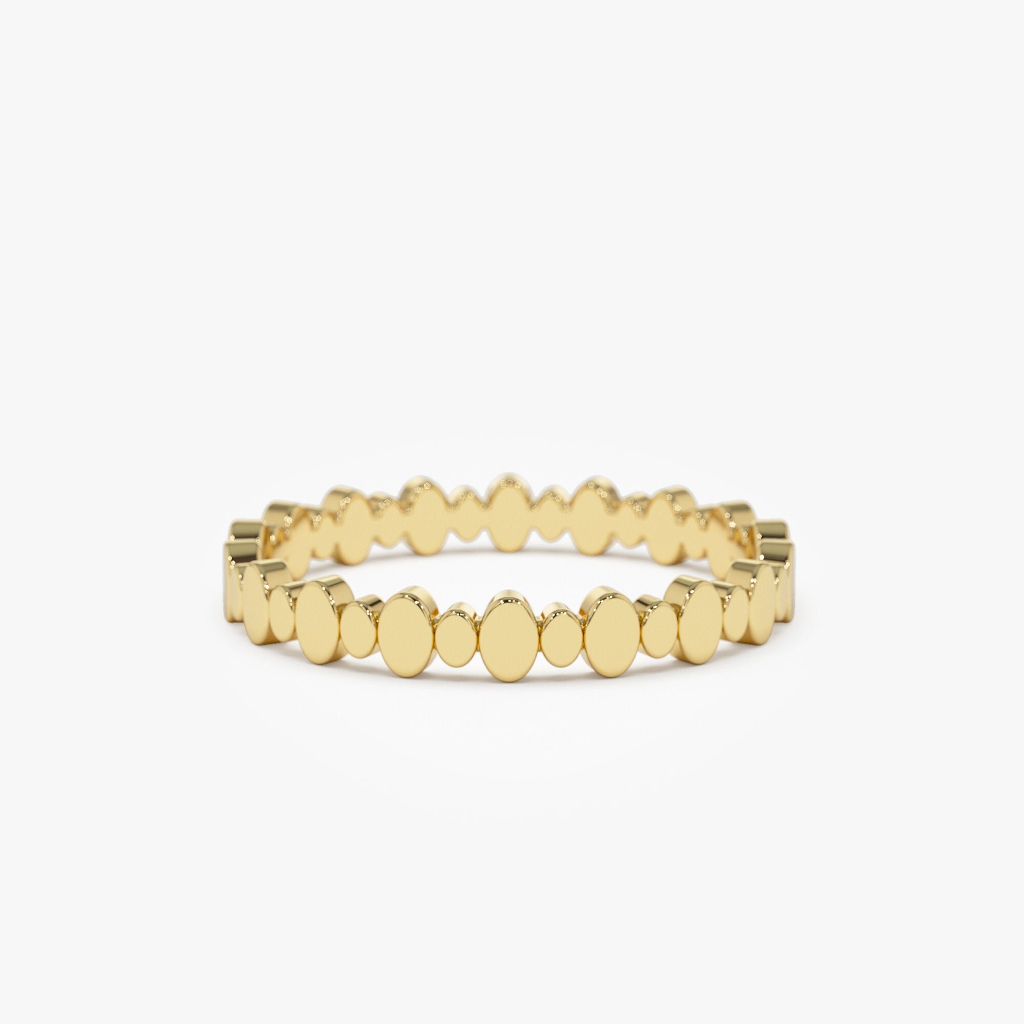 Oval Band Ring 14k, Solid Gold Minimalist Wedding Band, Alternating ...