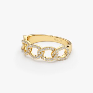 Pave Diamond Ring in 14k Gold / 14k Curb Link Diamond Pave - Etsy