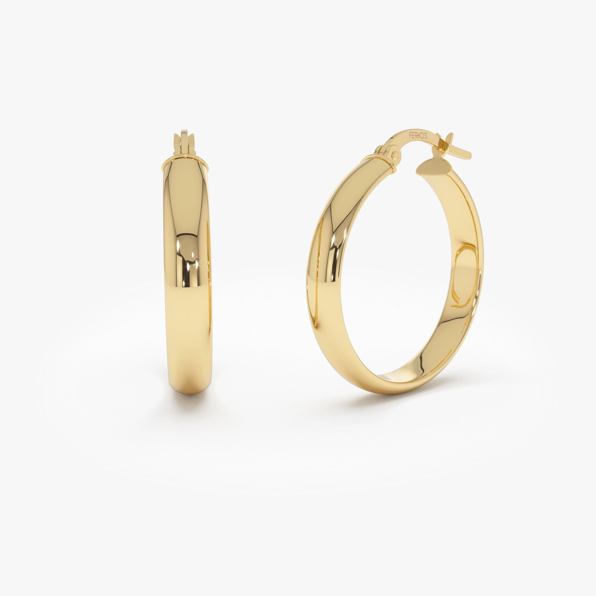 Klassische Gold Hoop Ohrringe, 14K Gelbgold Medium Creolen, Bold polierte Gold Ohrringe, Alltäglich Statement Creolen, zeitloser Goldschmuck