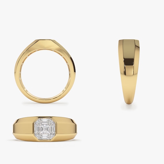 Diamond Ring / 14k F Color VVS Clarity 1.50 Ctw Look Asscher