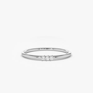 14k White Gold Minimalist three diamond ring