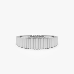 14k White Gold Textured Thumb Ring - Diamond-Cut Design, Size 14, Made In USA - View #7