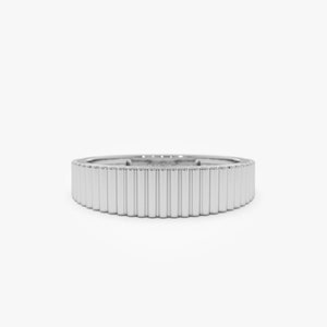 14k White Gold Textured Wedding Band