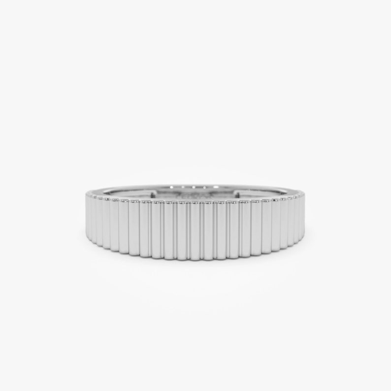 14k White Gold Textured Wedding Band