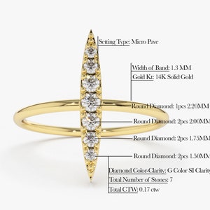 14k Gold Stackable Diamond Micro Pave Ring Measurements