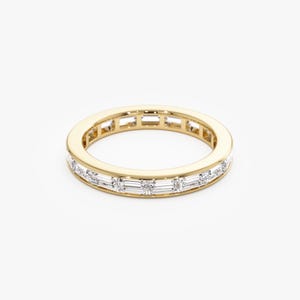 14K Solid Gold Full Eternity Lab Grown Baguette Diamond Anniversary ...
