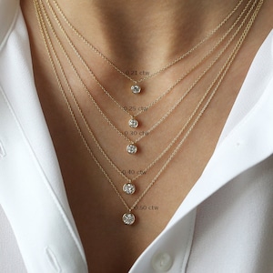 Diamond solitaire necklace / Diamond necklace / Diamond bezel / Dainty Diamond Necklace / Birthday Gift