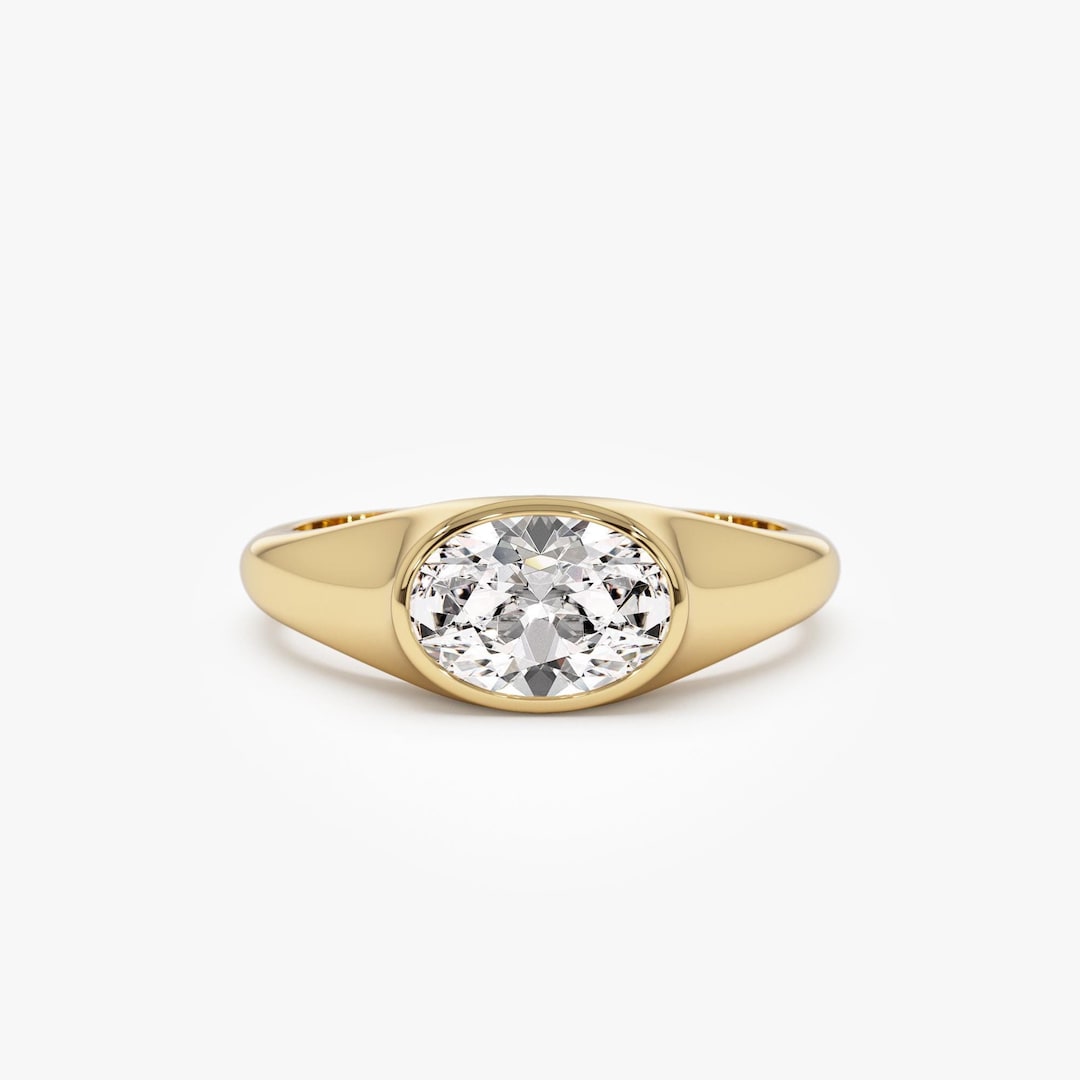 Ctw Oval Cut Lab Grown Diamond Engagement Ring, 14K Gold
