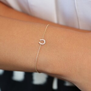 Mini Diamond Horseshoe Bracelet / 14k Gold Lucky HorseShoe Charm Bracelet with Diamonds /Lucky Charm Bracelet