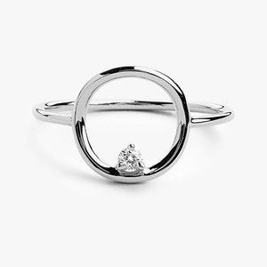 Open Circle Diamond Ring in 14k White Gold