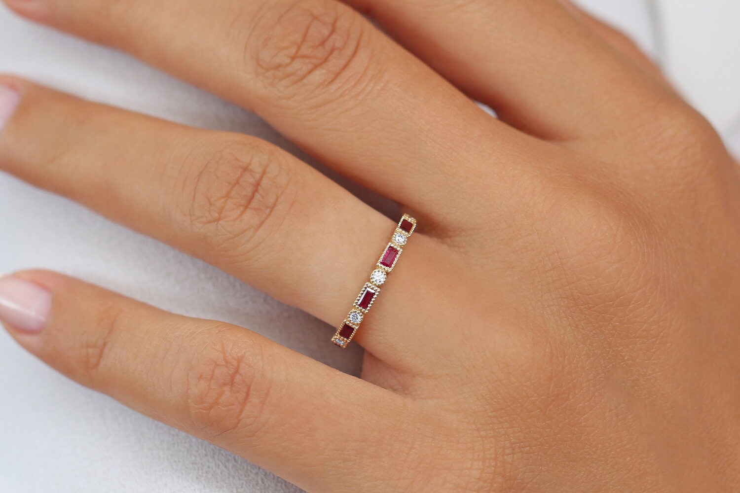 Baguette 2024 ruby ring
