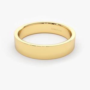 14k Men and Women Flat Wedding Band Side View