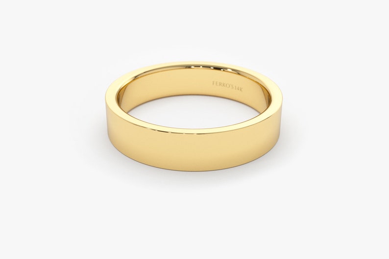 14k Men and Women Flat Wedding Band Side View