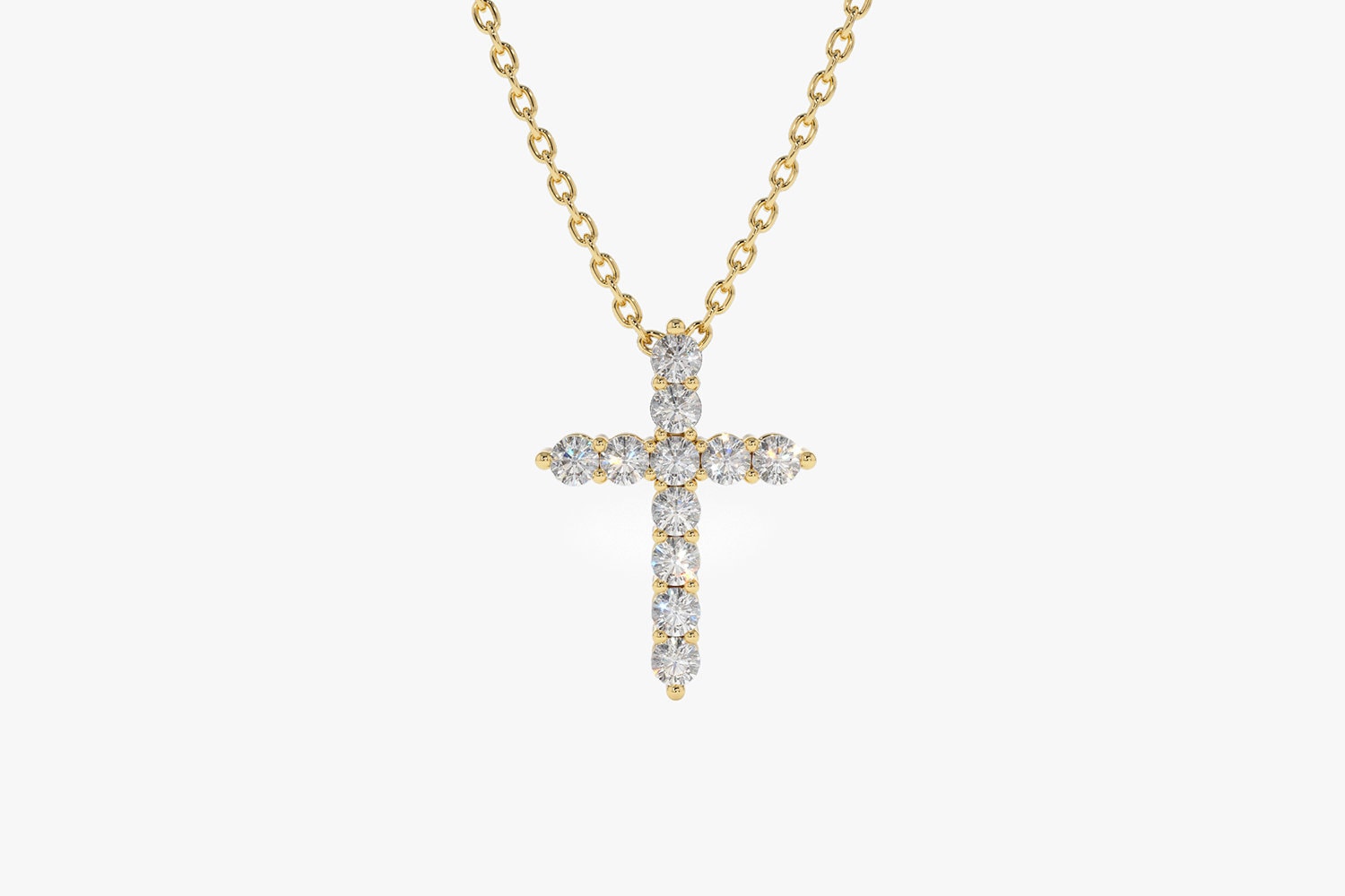Diamond Cross Necklace / 14k Gold 