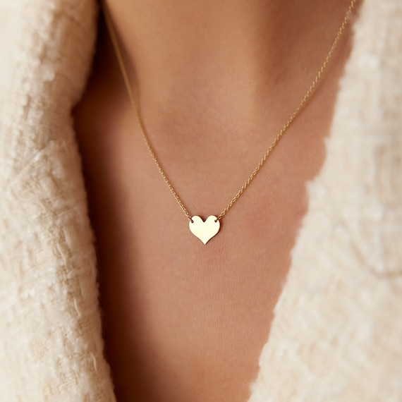 Buy 14k Gold Heart Necklace/ Heart Necklace/ Gold Necklaces/ Love