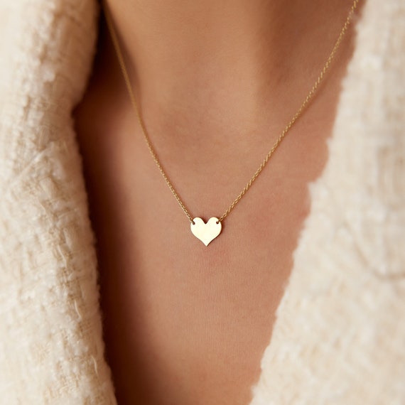 14k Gold Heart Necklace/ Heart Necklace/ Gold Necklaces/ Love