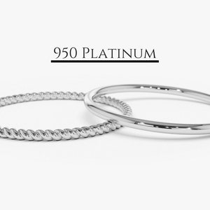 Platinum Wedding Band Set With Twisted Rope Ring / Stackable - Etsy Canada