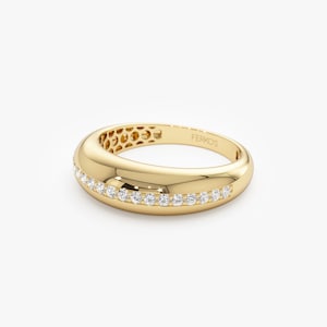 14k Gold Diamond Dome Ring Side Angle