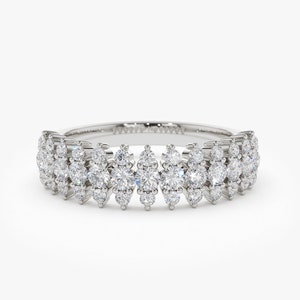 14k White Gold Half Eternity Round Brilliant Diamond Spike Ring