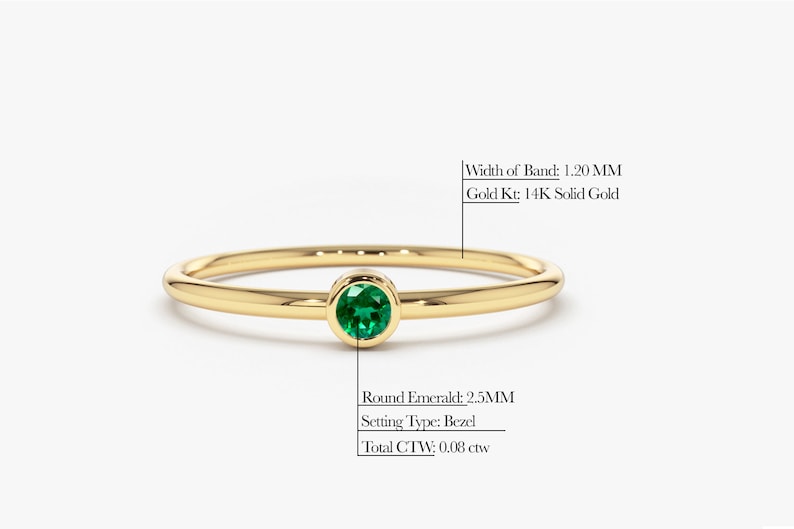 14k Emerald Gemstone Ring Measurements