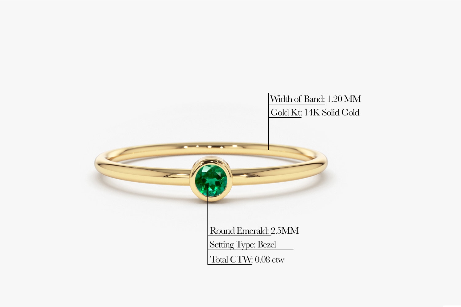 Emerald Ring / 14k Gold Single Emerald 0.08ctw Engagement Ring - Etsy