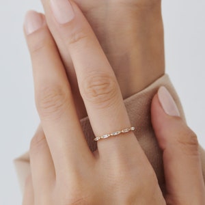 Dainty Diamond Ring / 14k Gold Stackable Dainty Baguette Diamond Ring ...