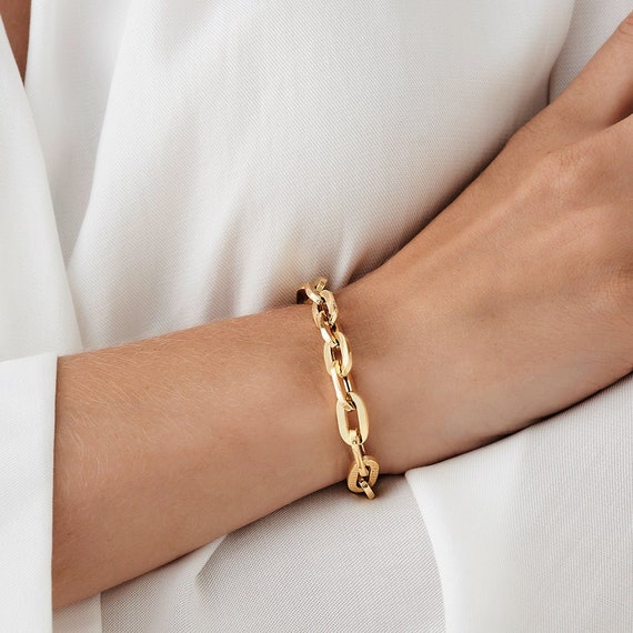 Thick 14k gold bracelet deals