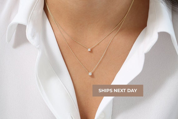 Dainty Diamond Necklace Floating Diamond 18k Solid Gold Necklace Delicate  Gold Necklace Diamond Solitaire Pendant Gift for Her for Woman - Etsy | Floating  diamond necklace, Diamond necklace gift, Delicate gold necklace