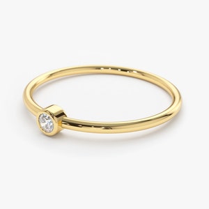 14k Diamond Solitaire Ring Side View