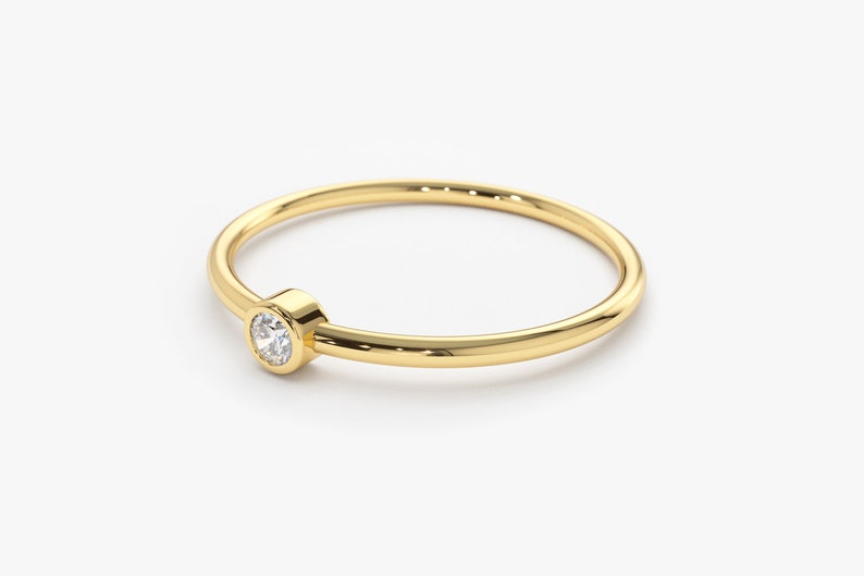 14k Diamond Solitaire Ring Side View