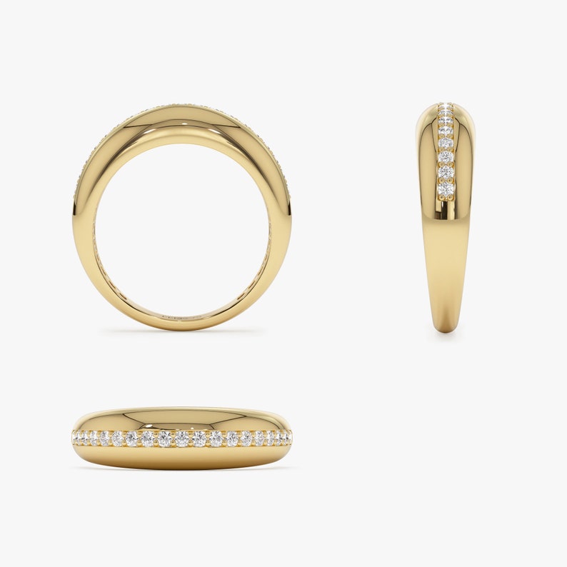 14k Gold Diamond Dome Ring All Angles